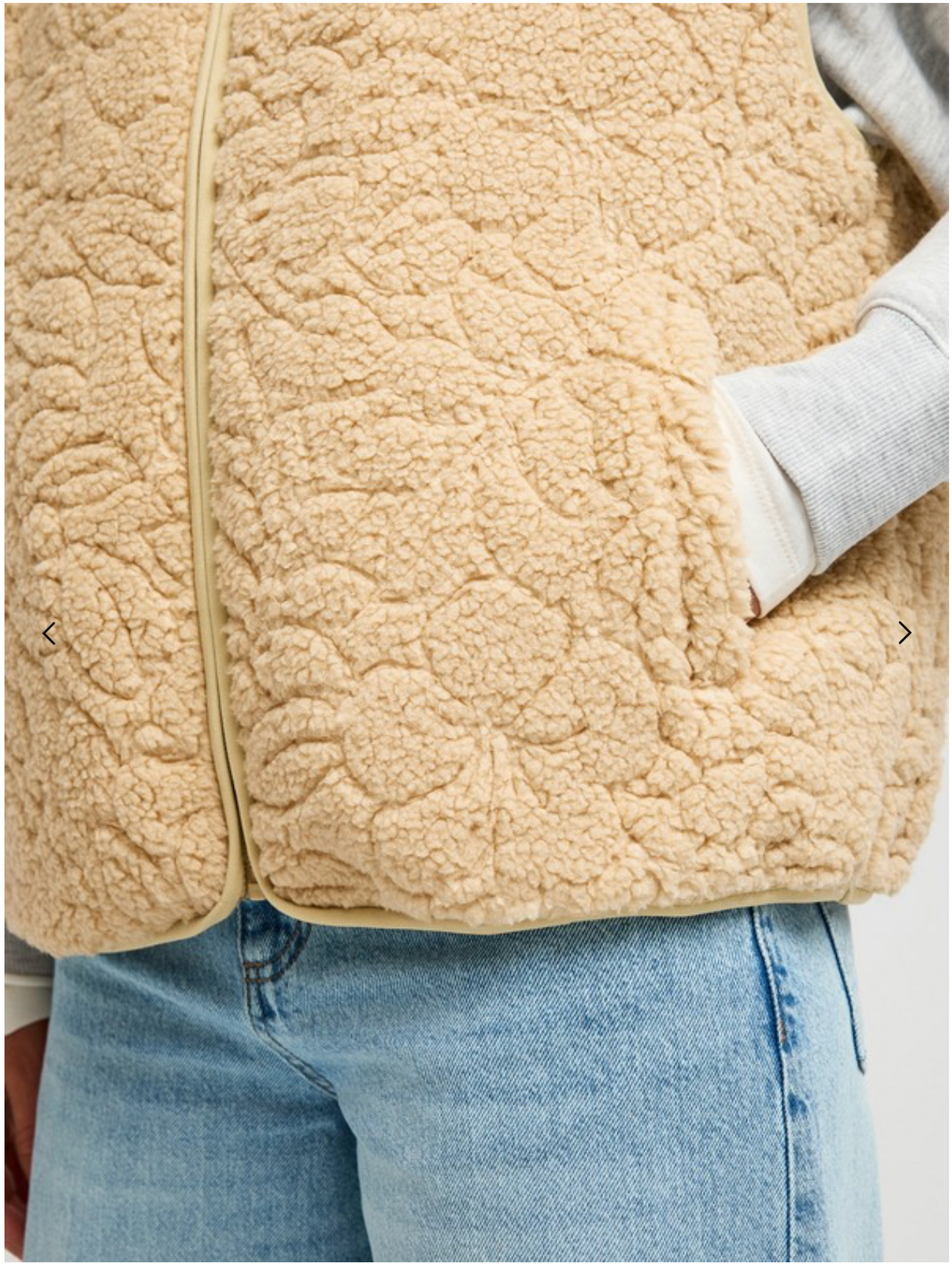 ROXY Best Town Women Beige Zip Sherpa Vest