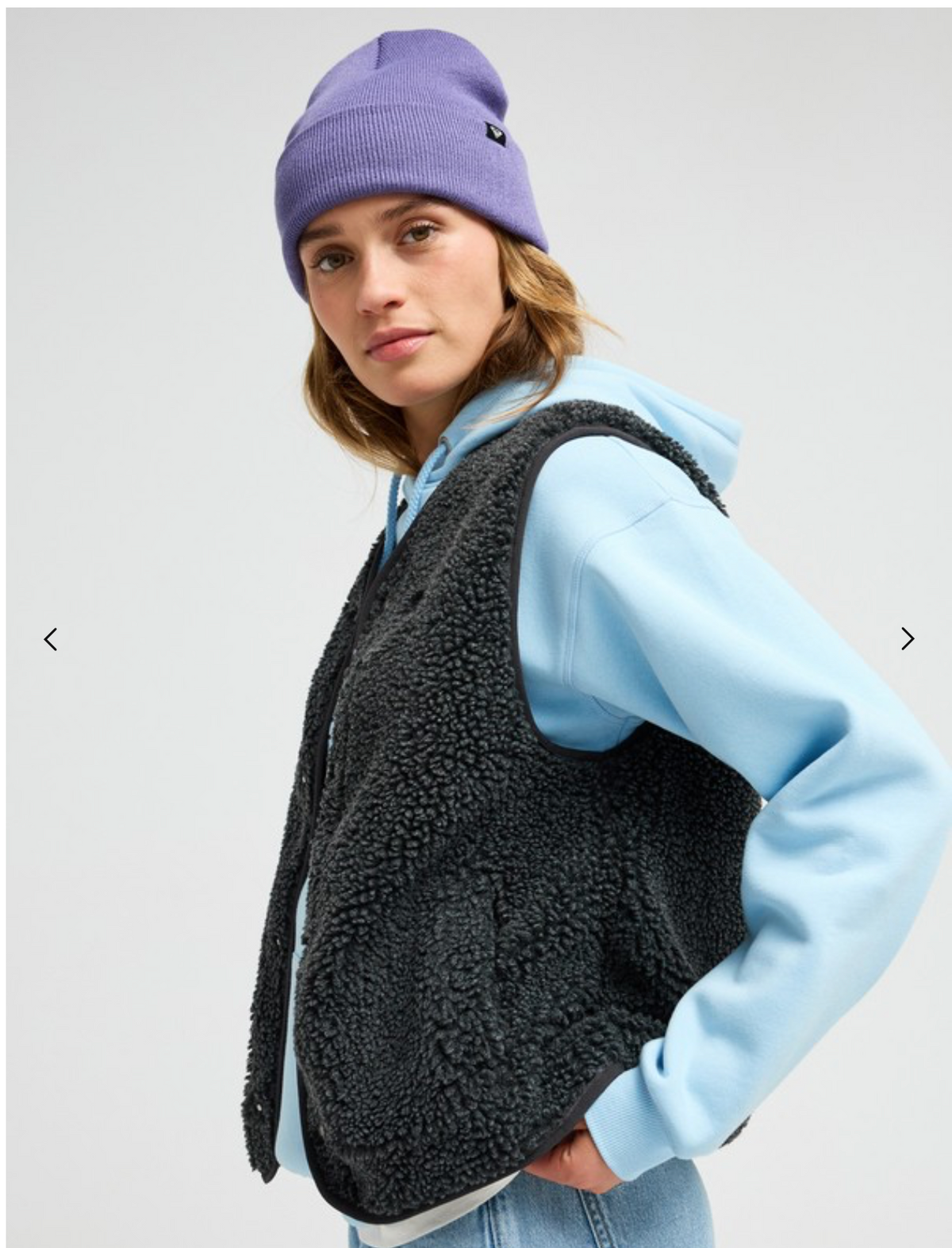 Iconic Town Women Black Sherpa Polar Fleece Vest