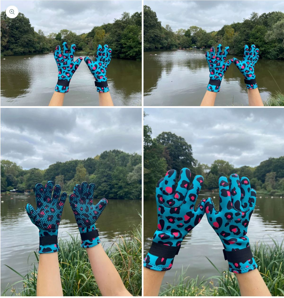 LIMESTONE NEOPRENE SWIMMING GLOVES IN LEOPARD