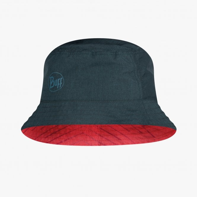 Buff Travel Bucket Hat - RED/BLACK- GREY