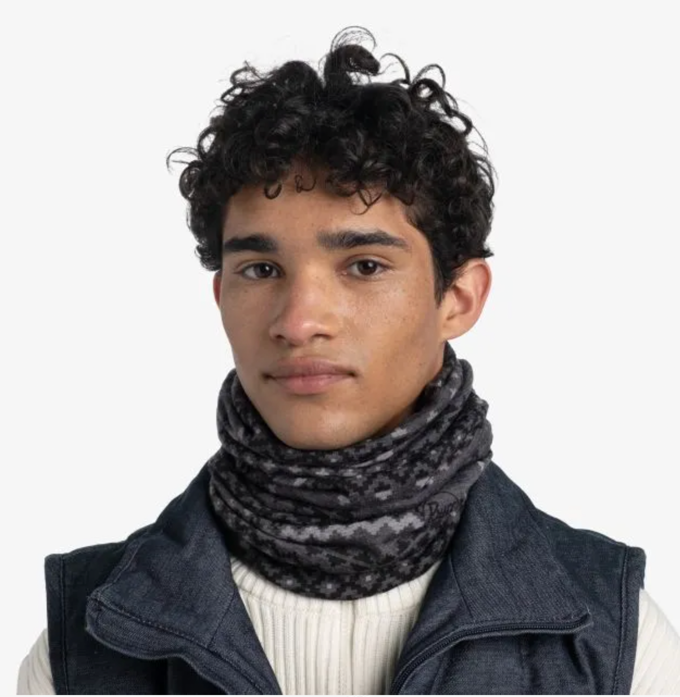 Buff Merino Lightweight Neckwear Faizen Grey