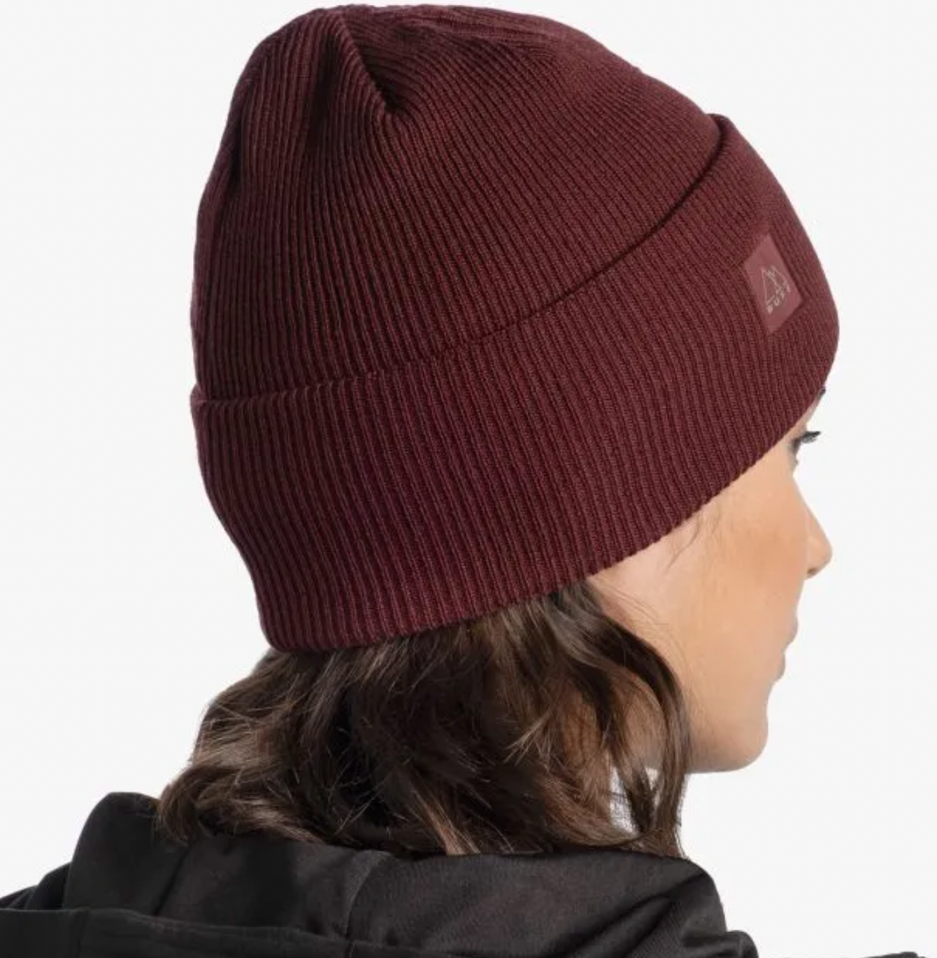 Buff Crossknit Beanie Solid Mahogany