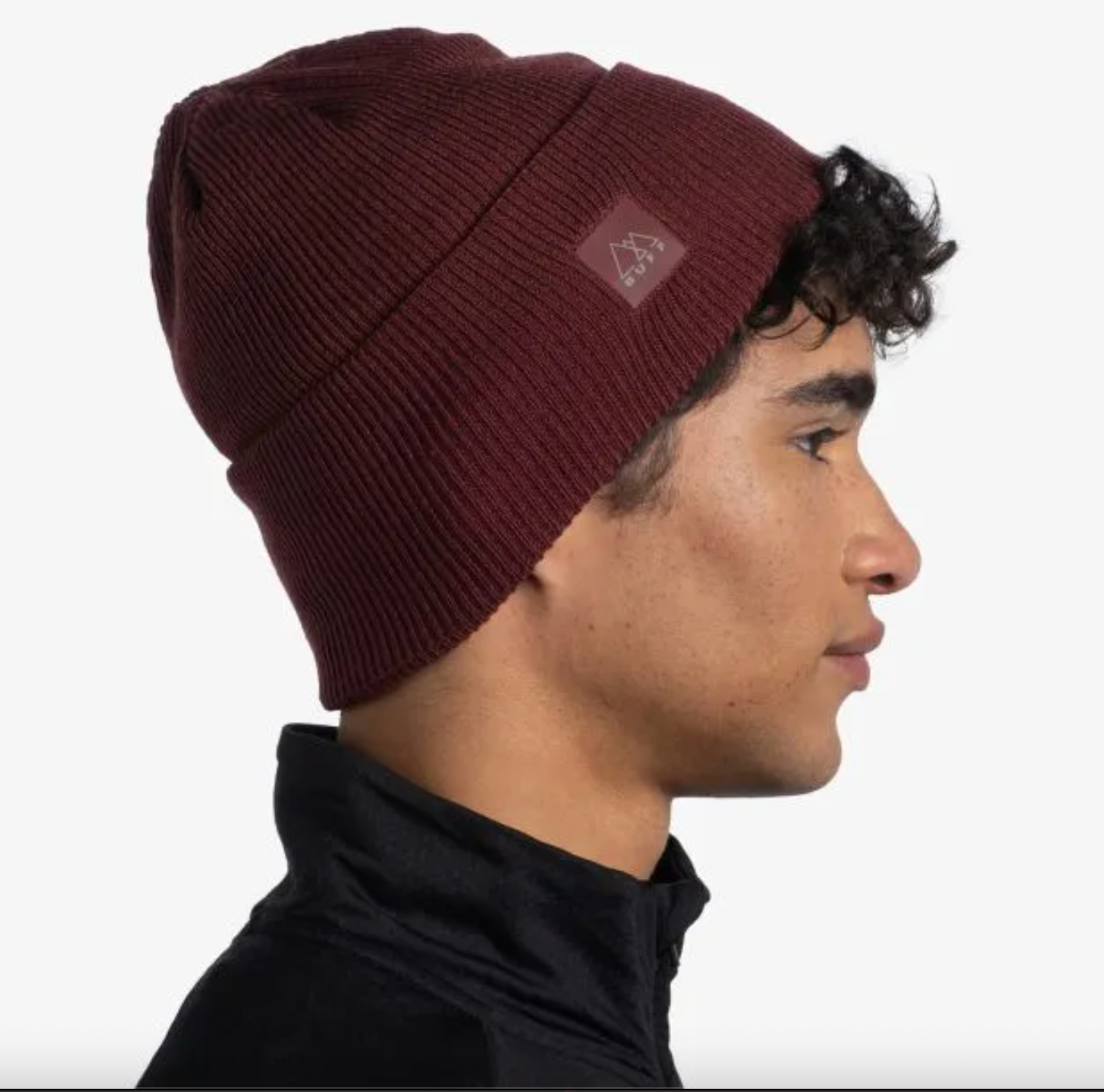 Buff Crossknit Beanie Solid Mahogany