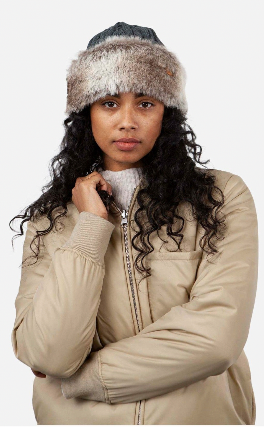 Barts Fur Cable Bandhat Warm Winter Hat Women