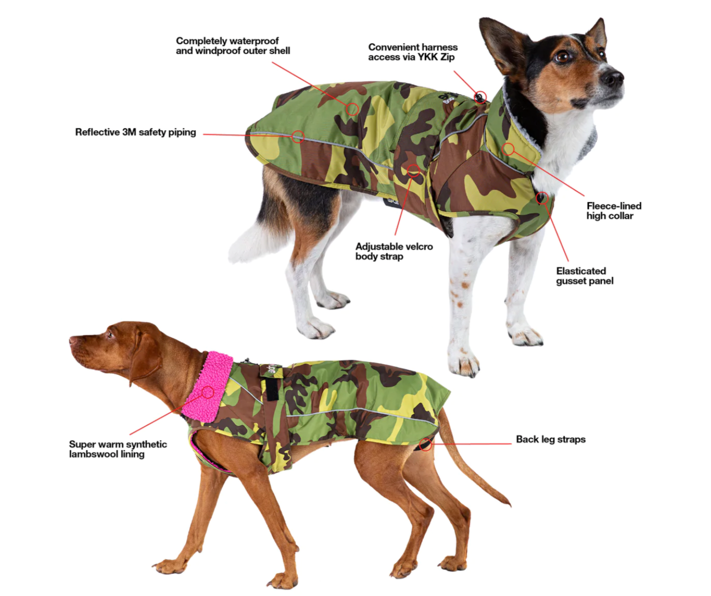 Dryrobe Dog Coat Black/Camo/Pink