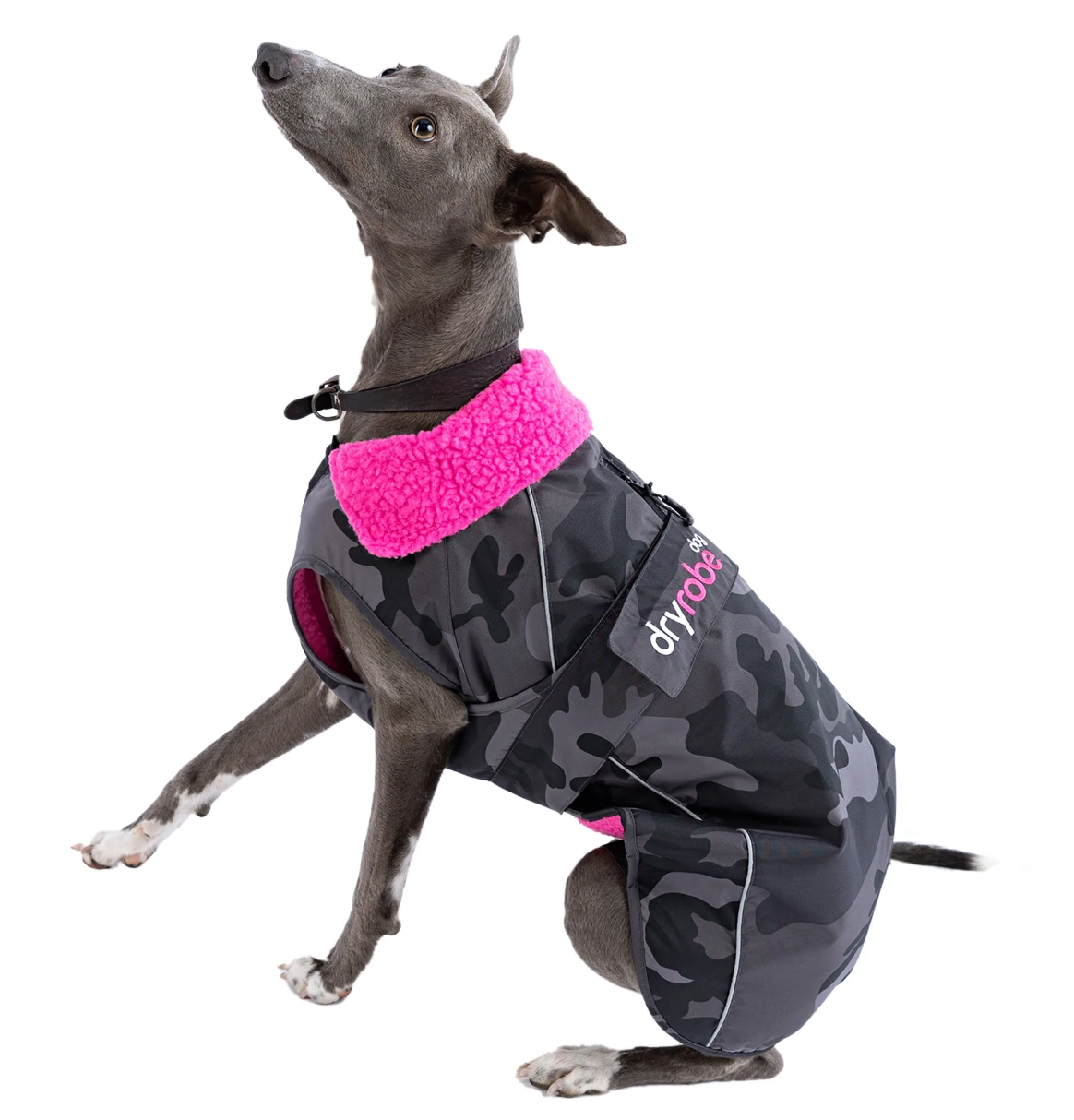 Dryrobe Dog Coat Black/Camo/Pink