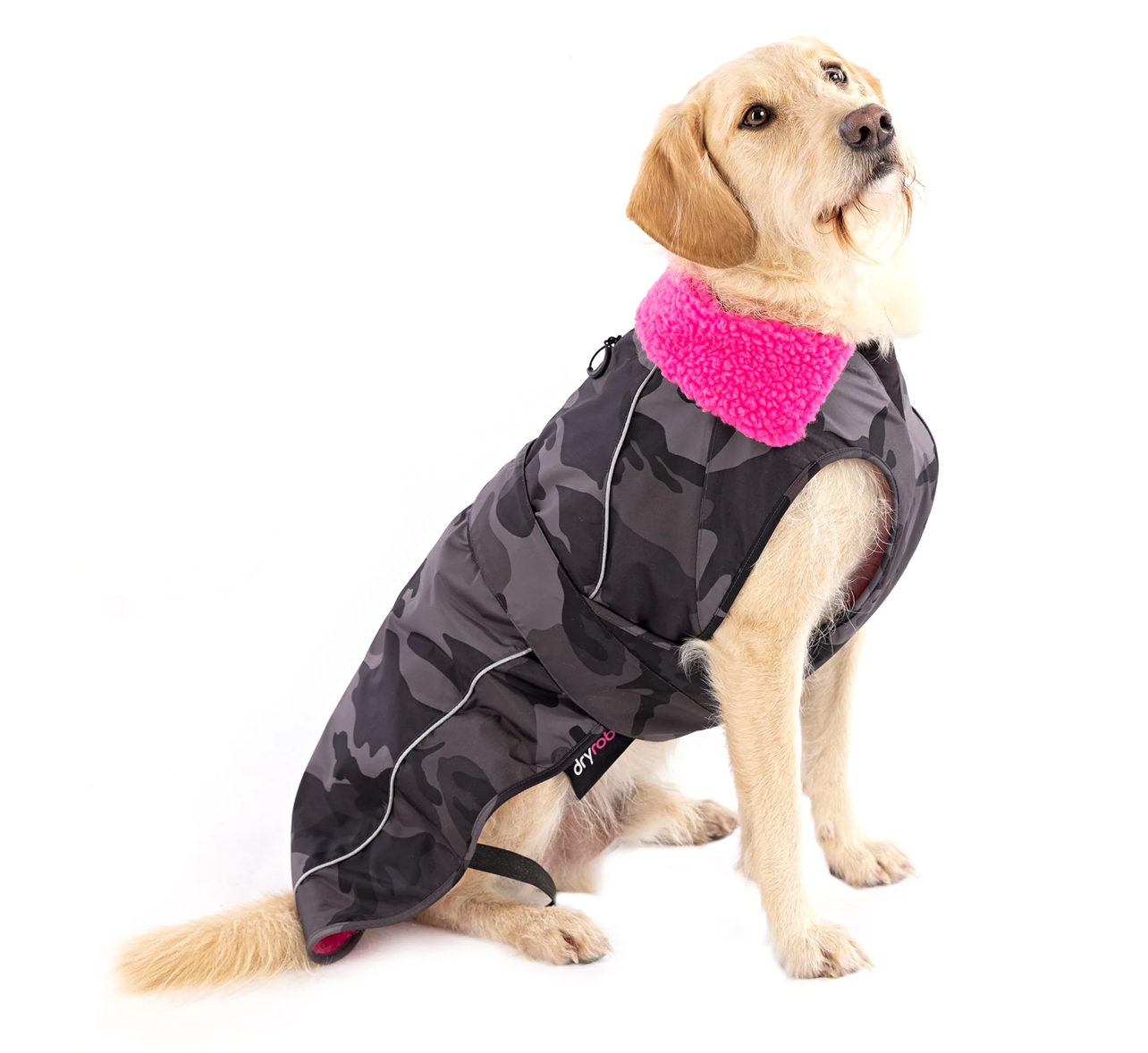 Dryrobe Dog Coat Black/Camo/Pink