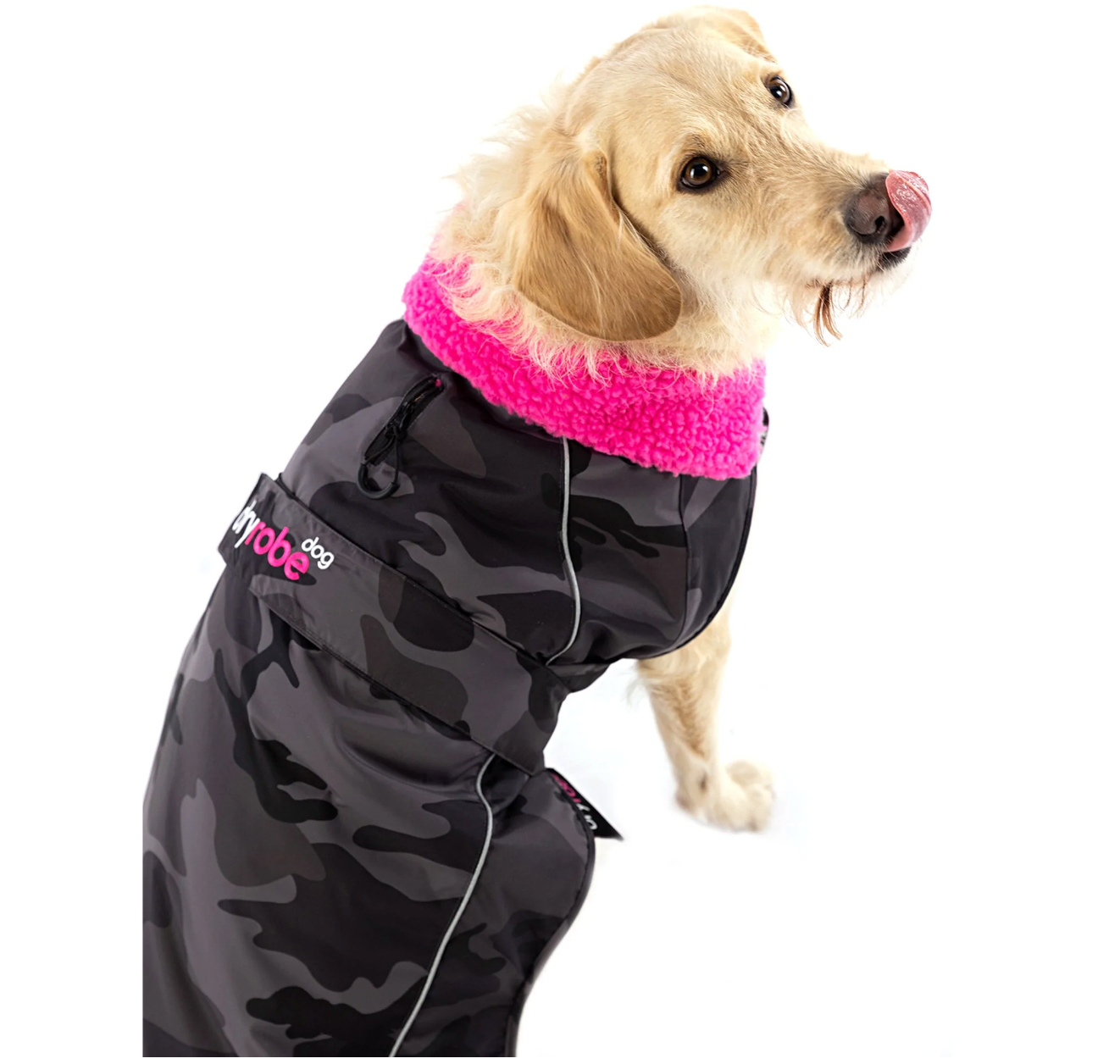 Dryrobe Dog Coat Black/Camo/Pink