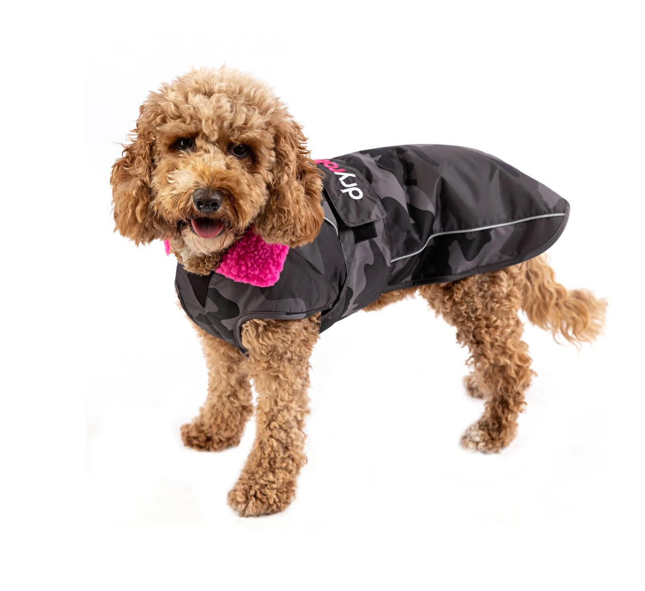 Dryrobe Dog Coat Black/Camo/Pink