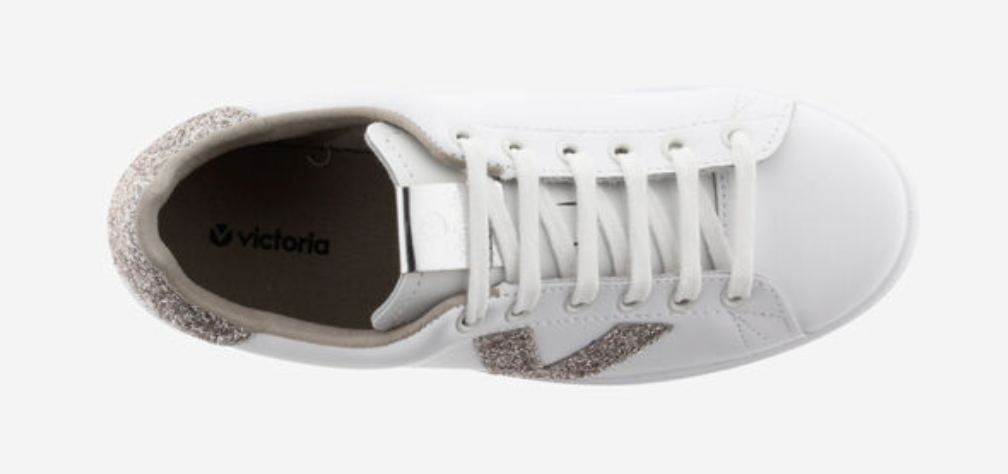 Victoria TENNIS LEATHER & GLITTER SWIRLS trainers