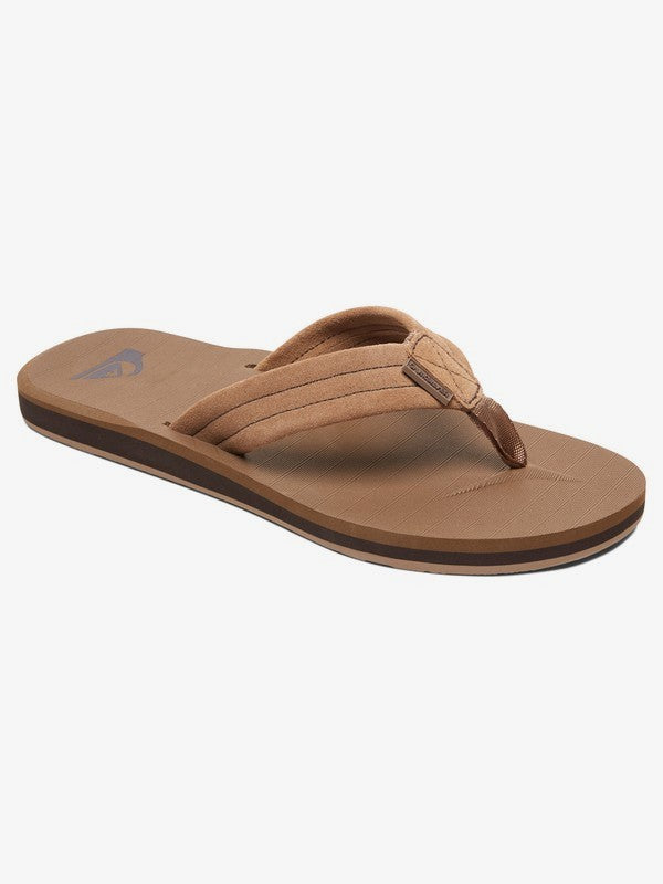 Quiksilver Mens Carver Suede Leather Flip Flops - Tan