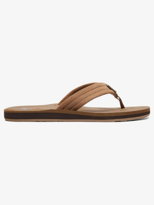 Quiksilver Mens Carver Suede Leather Flip Flops - Tan