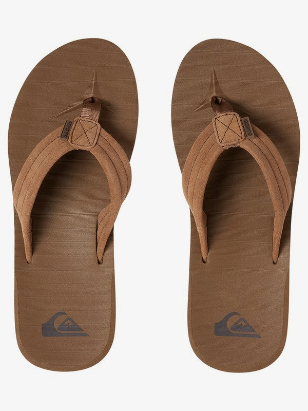 Quiksilver Mens Carver Suede Leather Flip Flops - Tan