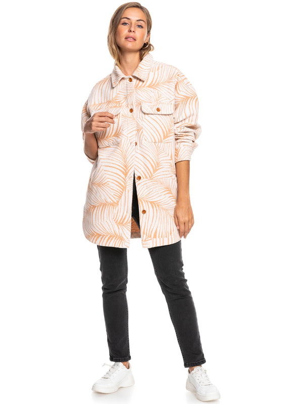 Roxy Ladies Sound Of The Sea Shirt Coat - Toast Palm Dreams